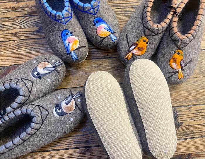 12) Валяные тапочки с рисунком - микропора 35-46 П-3148